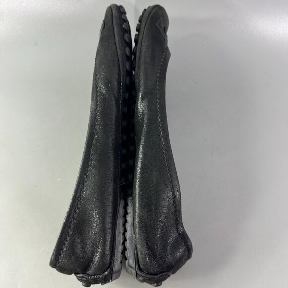 Authentic Louis Vuitton Black Metallic Suede Oxford Ballet Flats, 38.5 - Picture 10 of 14